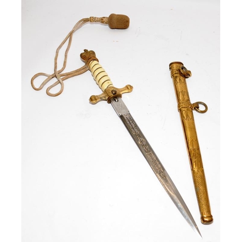 137 - Vintage Eickhorn Solingen Naval ceremonial dagger, possibly WW2 Kreigsmarine officer, with scabbard ... 