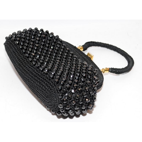 40 - Vintage 1940's clutch handbag decorated with Jet beads