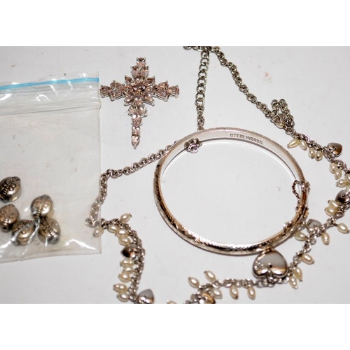 344 - Collection of early 70's costume jewellery to include some silver items.