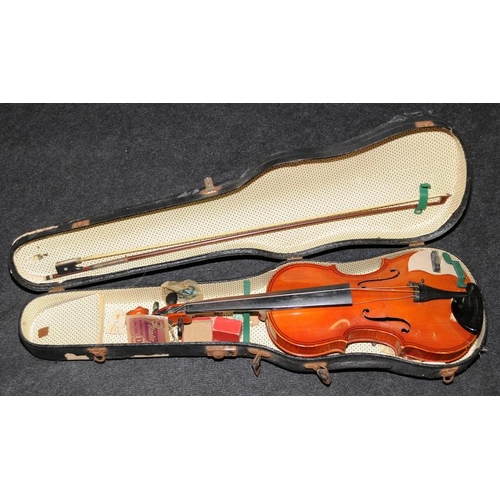 148 - Four cased violins to include vintage examples