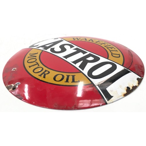 31 - Round Castrol Enamel advertising sign 30cm diameter.