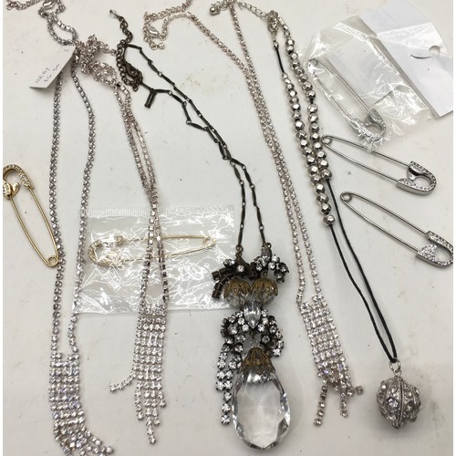 509 - Quantity of new diamanté costume jewellery to include necklaces, pendants and brooches