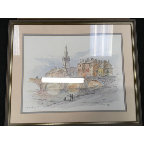 271 - Sarah Udall local artist three framed and glazed watercolour paintings all signed.