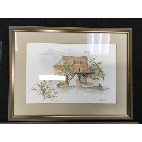 271 - Sarah Udall local artist three framed and glazed watercolour paintings all signed.