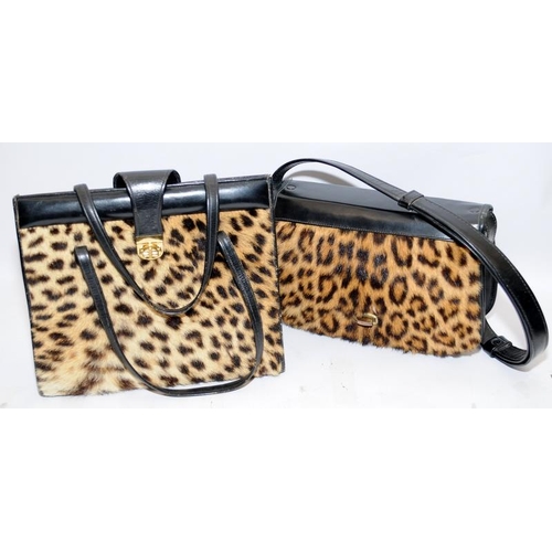 43 - Collection of faux leopard skin handbags. Four in lot