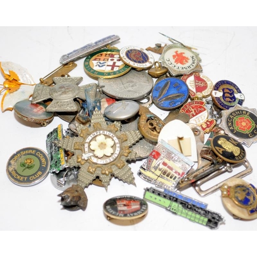 45 - Collection of vintage pin badges, medallions and military badges