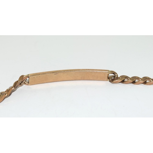 307 - 9ct gold solid link ID bracelet 18.5g