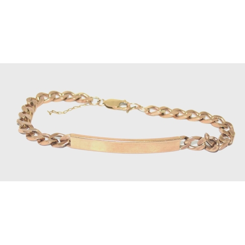 307 - 9ct gold solid link ID bracelet 18.5g