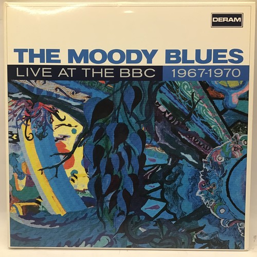 9 - THE MOODY BLUES 'LIVE AT THE BBC' VINYL ALBUM. This 3 record set comes pressed on 2 x blue colored v... 