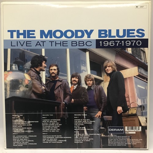 9 - THE MOODY BLUES 'LIVE AT THE BBC' VINYL ALBUM. This 3 record set comes pressed on 2 x blue colored v... 