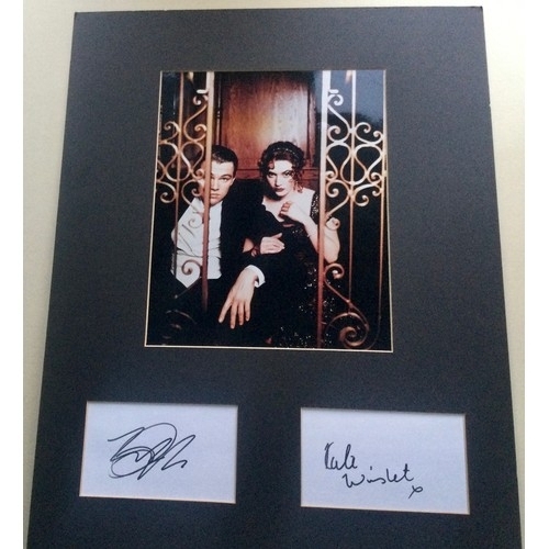 178 - LEONARDO DiCAPRIO SIGNED & KATE WINSLET SIGNED INDEX CARD AUTOGRAPHS. Here selling on behalf of char... 