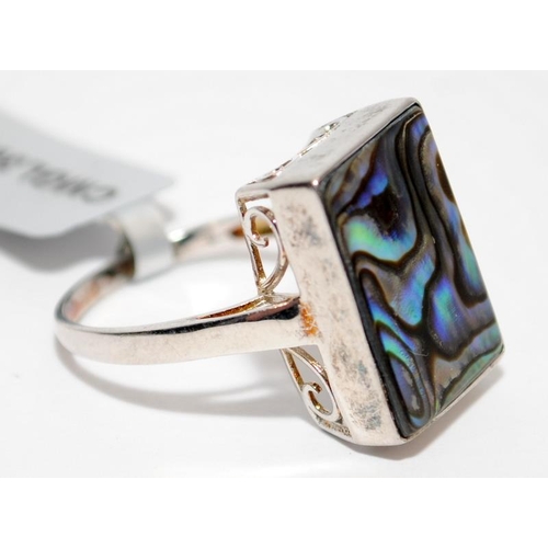 321 - A brand new 925 silver Abalone ring, Size T