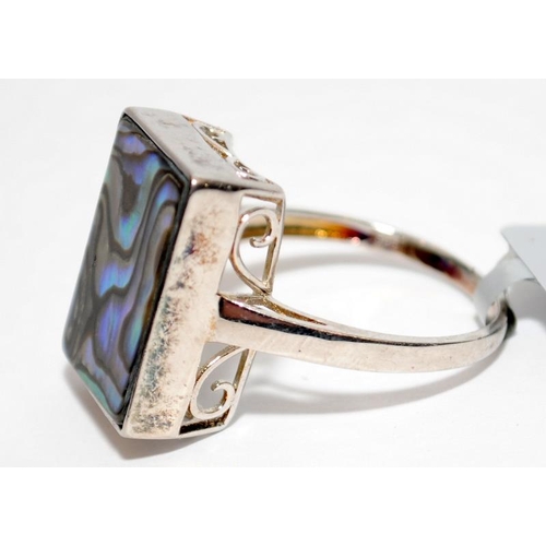 321 - A brand new 925 silver Abalone ring, Size T