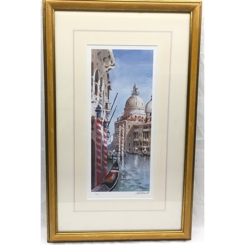 255 - Pair of framed limited edition Barrie Haste prints featuring Venetian scenes. Numbered and signed in... 