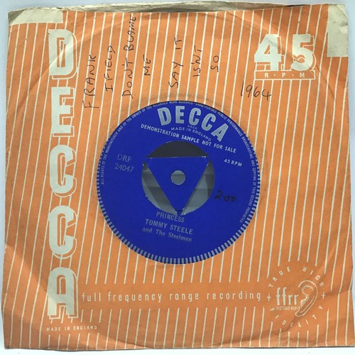 108 - TOMMY STEELE 7” DEMO ‘ PRINCESS’. This is a one sided record found in Ex condition and was the b. Si... 