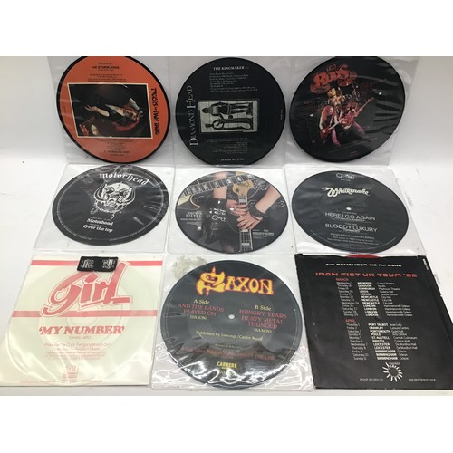 226 - SELECTION OF METAL PIC AND COLOURED 7” SINGLES. This selection includes - Motörhead - Saxon - Tigers... 