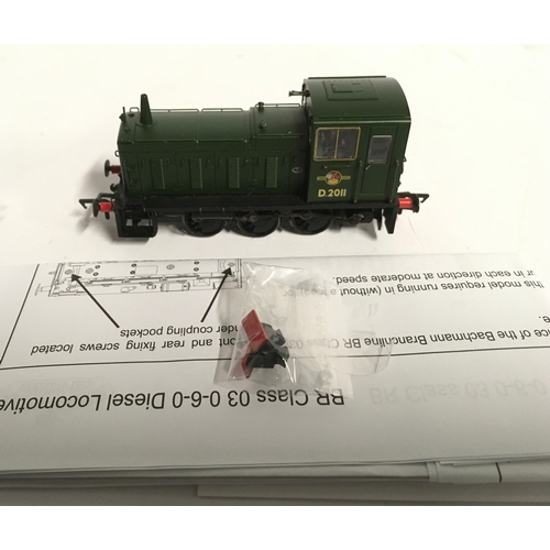 103 - 2 OO gauge locomotives for spares and repairs: Bachmann 31-360 Class 03 Diesel Shunter D2011 and Mai... 