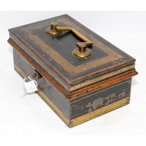 47 - Antique cash box with key (14)