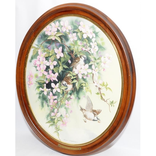 256 - Original watercolour 'No Hiding Place' by Robin Gibbard. In an oval frame 60cms across at widest poi... 