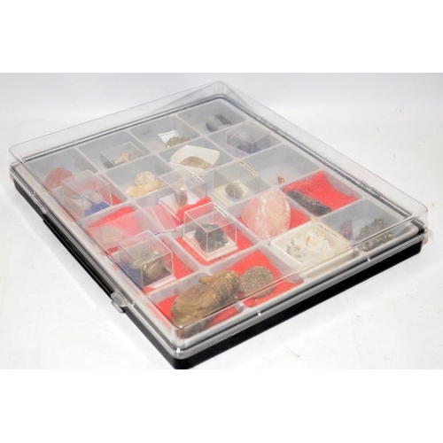 55 - Small collectors box containing a selection of minerals and semi precious stones