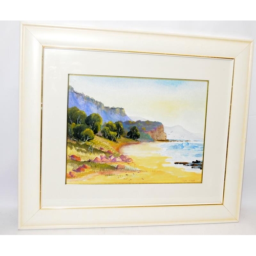 261 - Pair of framed watercolours of coastal scenes, signed bottom right corner Joseph Vezgoff. Frame size... 