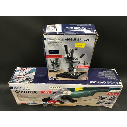 191 - Boxed Parkside angle grinder together with boxed stand (2).