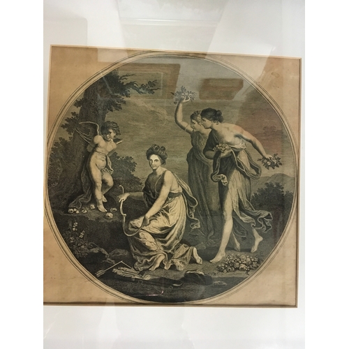 266 - An etching of the Three Graces - framed & glazed 52.5 x 52.5cms.