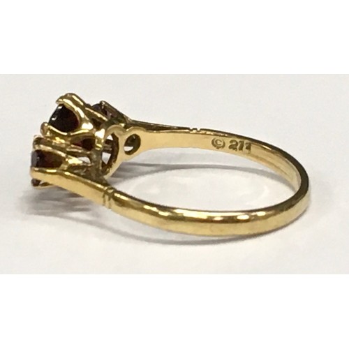 379 - 9ct gold garnet ring size O ref 942005.