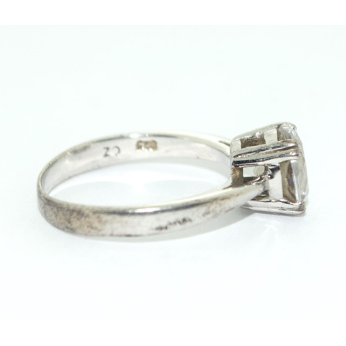 413 - A 925 silver and CZ solitaire ring Size N 1/2.