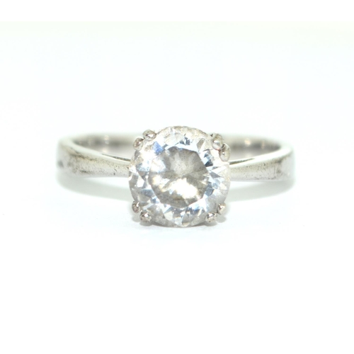 413 - A 925 silver and CZ solitaire ring Size N 1/2.