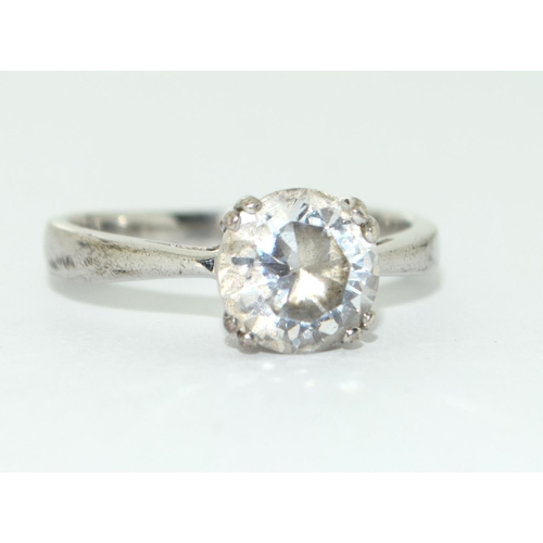 413 - A 925 silver and CZ solitaire ring Size N 1/2.