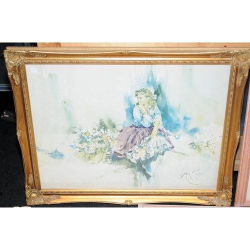 286 - 5 x framed and glazed decorative prints featuring the work of Gordon King. Largest frame size 69cms ... 