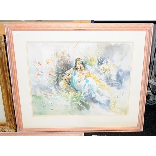 286 - 5 x framed and glazed decorative prints featuring the work of Gordon King. Largest frame size 69cms ... 