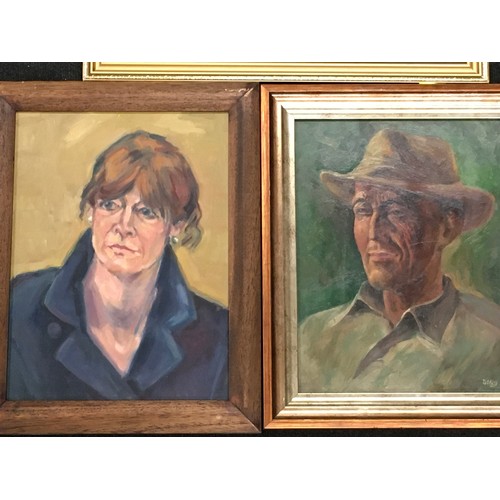 242 - Three framed self portrait paintings.