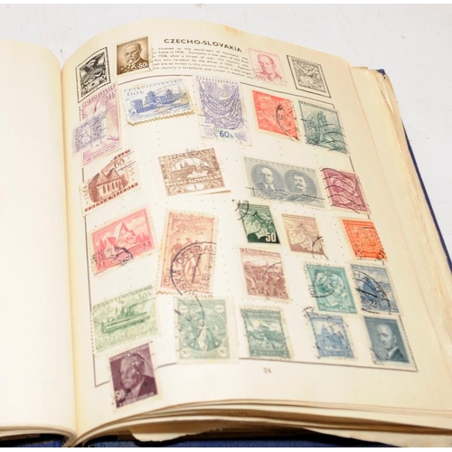 228 - A collection of vintage schoolboy stamp albums containing a good variety of world stamps. Six albums... 