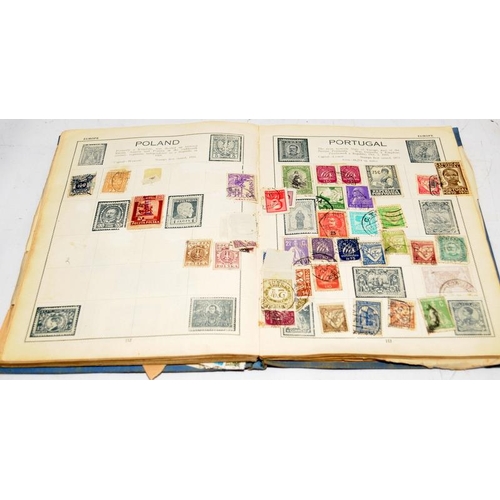 228 - A collection of vintage schoolboy stamp albums containing a good variety of world stamps. Six albums... 