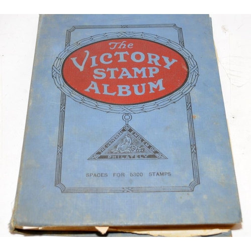 228 - A collection of vintage schoolboy stamp albums containing a good variety of world stamps. Six albums... 