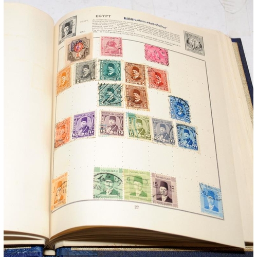 228 - A collection of vintage schoolboy stamp albums containing a good variety of world stamps. Six albums... 