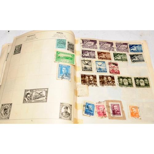 228 - A collection of vintage schoolboy stamp albums containing a good variety of world stamps. Six albums... 