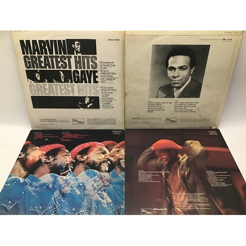 197 - 4 VINYL ALBUMS FROM MARVIN GAYE. Titles here include - Greatest Hits - Live - Let’s Get It On and M.... 