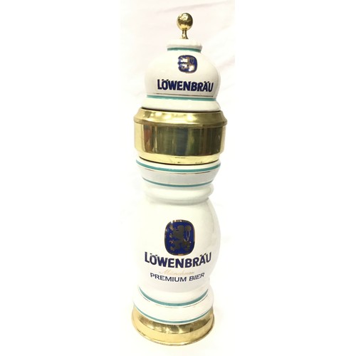 111 - Large Lowenbrau premium beer decanter. 25” in height.