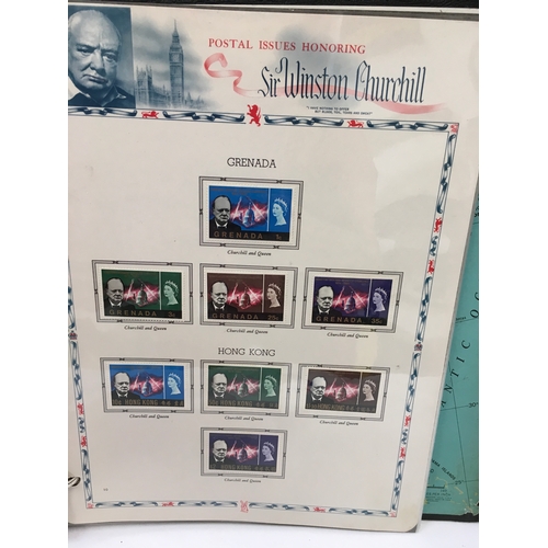 206 - A folder containing Sir Winston Churchill stamps (unfranked).