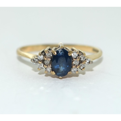 473 - Diamond/sapphire 9ct gold ring size N+