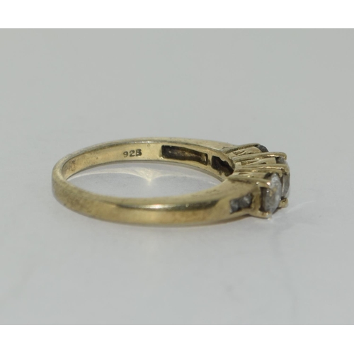 468 - Silver gilt trilogy ring. Size Q.