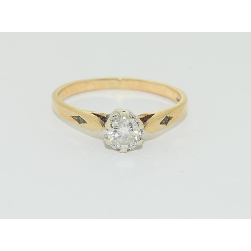 364 - 18ct gold ladies diamond solitaire ring H/M in ring as 0.25ct size N