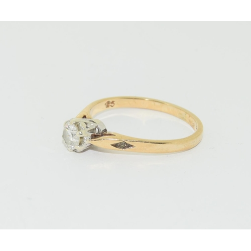 364 - 18ct gold ladies diamond solitaire ring H/M in ring as 0.25ct size N