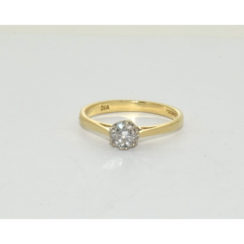 402 - 18ct Gold Diamond solitaire ring. approx.  0.40ct  Size N.