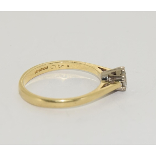 402 - 18ct Gold Diamond solitaire ring. approx.  0.40ct  Size N.