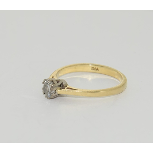 402 - 18ct Gold Diamond solitaire ring. approx.  0.40ct  Size N.