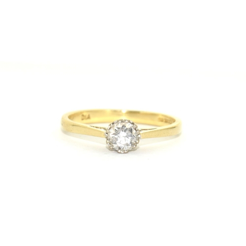 402 - 18ct Gold Diamond solitaire ring. approx.  0.40ct  Size N.